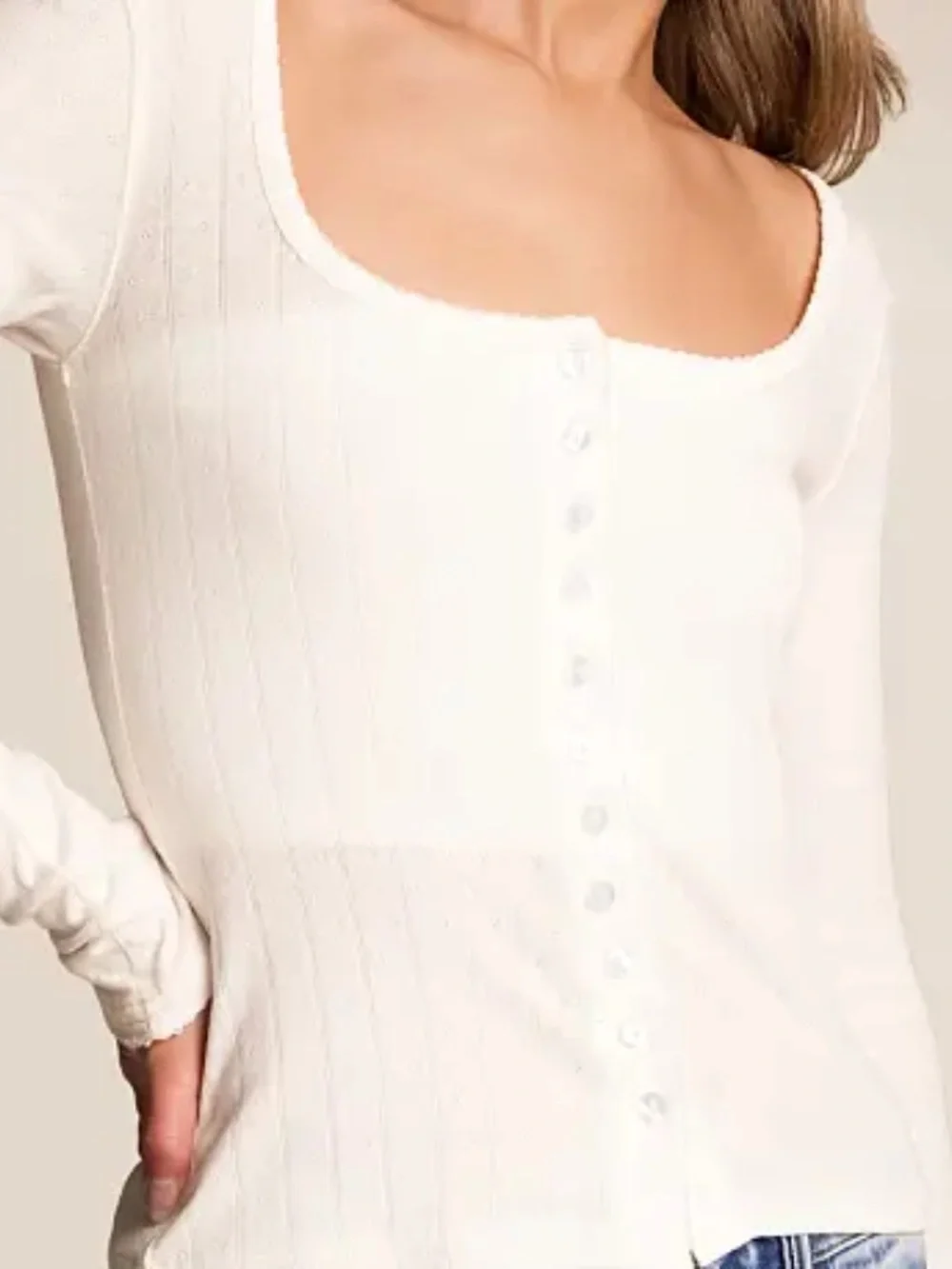 NWT Free People End Game Pointelle Top | Feminine Knit Blouse